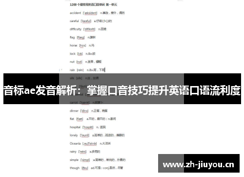 音标ae发音解析：掌握口音技巧提升英语口语流利度