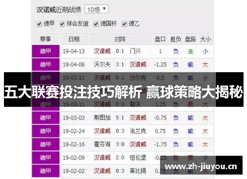 五大联赛投注技巧解析 赢球策略大揭秘